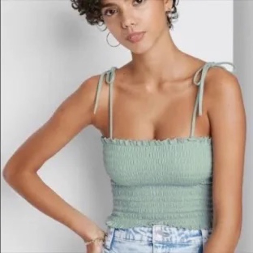 Wild Fable, sage green top